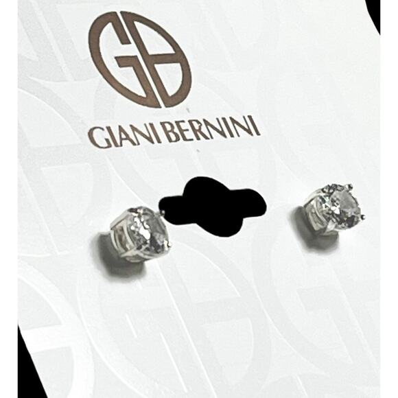 NEW Giani Bernini CZ Sterling Silver 925 STUD EARRINGS 1/4” Cubic Zirconia Macys - Picture 2 of 5